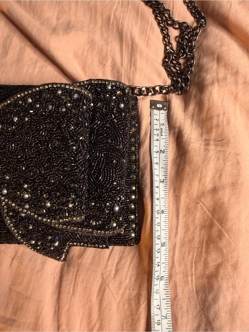 Mary Frances Black Beaded Bow Evening Bag